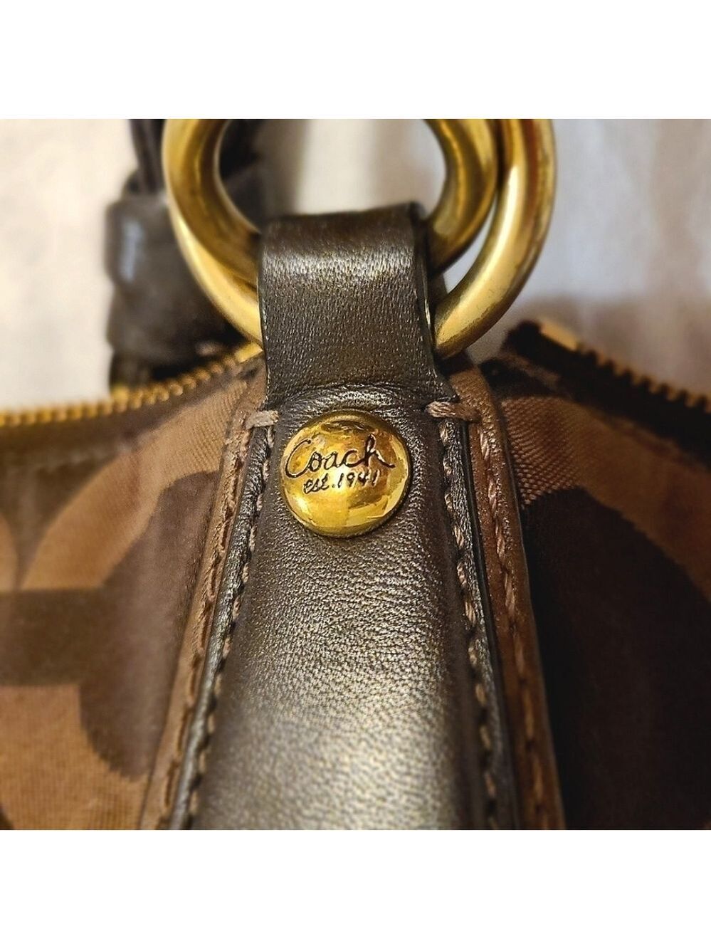 Coach Kristin Y2K Op Art Hobo Signature Monogram Shoulder Bag Chocolate Brown - Picture 15 of 16